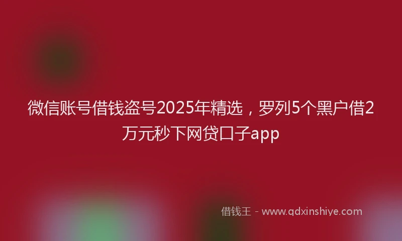 微信账号借钱盗号2025年精选，罗列5个黑户借2万元秒下网贷口子app