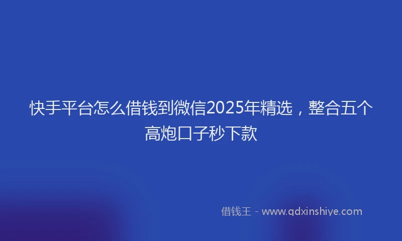 快手平台怎么借钱到微信2025年精选，整合五个高炮口子秒下款