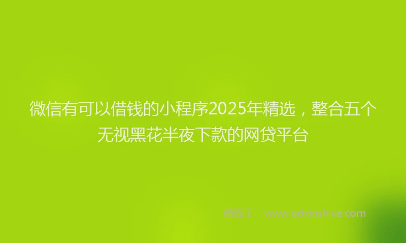 微信有可以借钱的小程序2025年精选，整合五个无视黑花半夜下款的网贷平台
