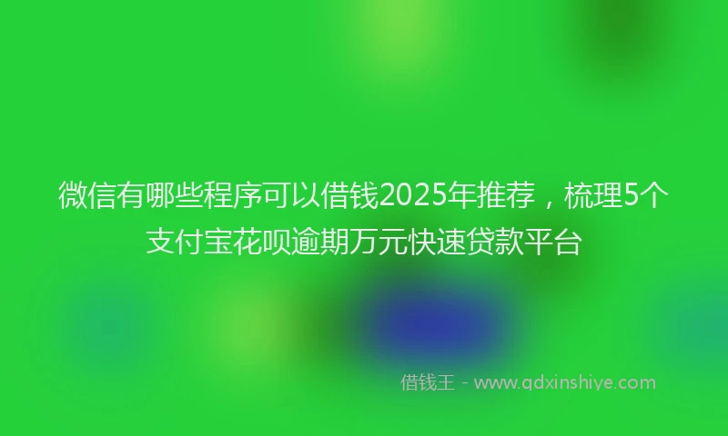 微信有哪些程序可以借钱2025年推荐，梳理5个支付宝花呗逾期万元快速贷款平台