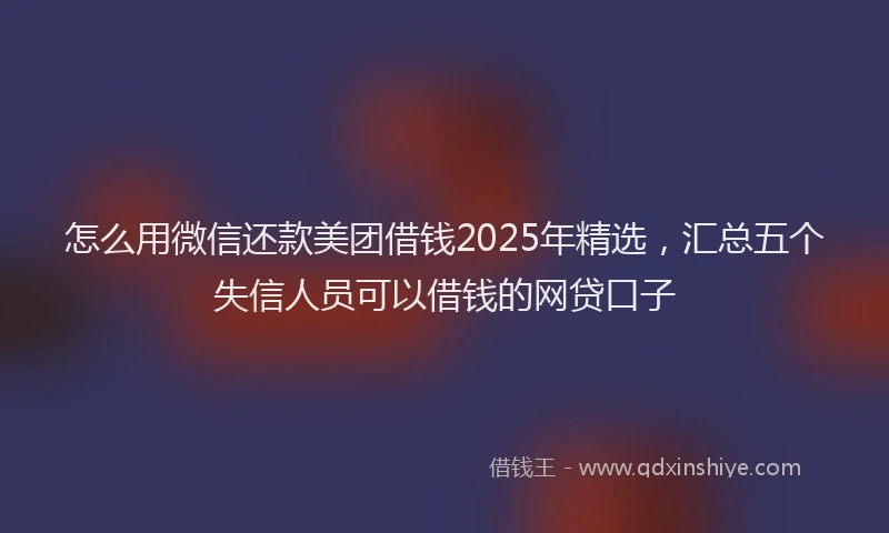 怎么用微信还款美团借钱2025年精选，汇总五个失信人员可以借钱的网贷口子