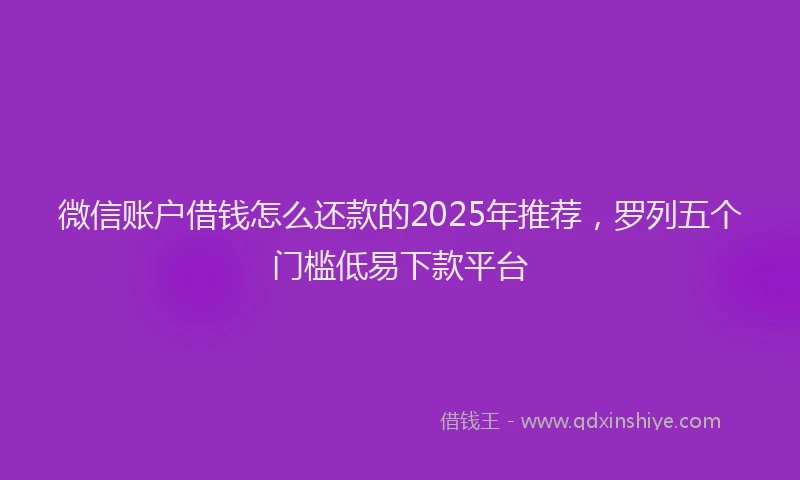微信账户借钱怎么还款的2025年推荐，罗列五个门槛低易下款平台