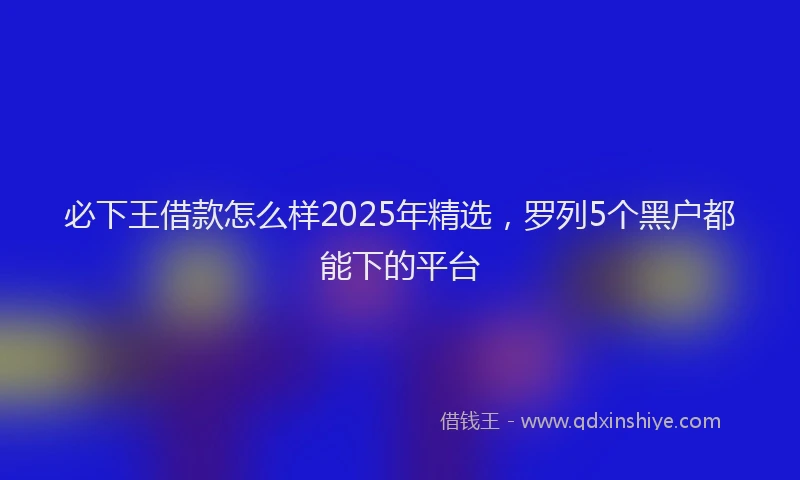 必下王借款怎么样2025年精选，罗列5个黑户都能下的平台