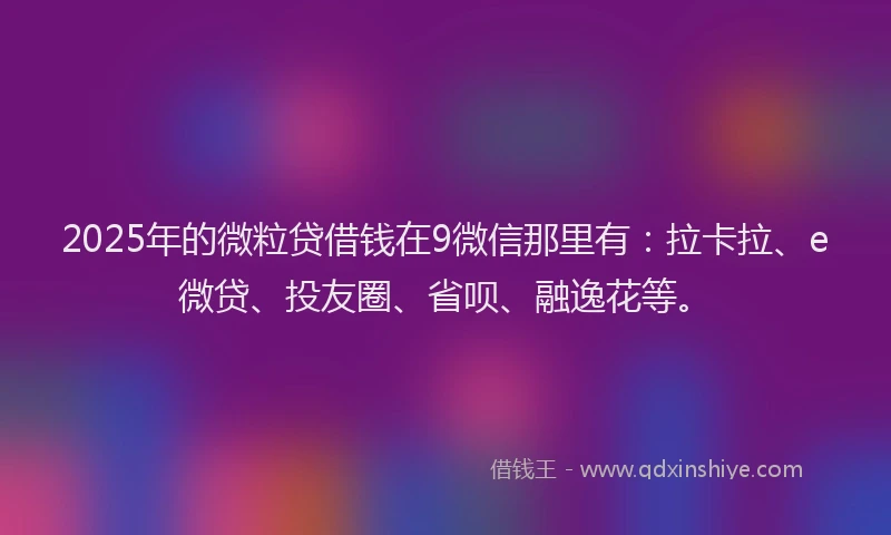 2025年的微粒贷借钱在9微信那里有：拉卡拉、e微贷、投友圈、省呗、融逸花等。