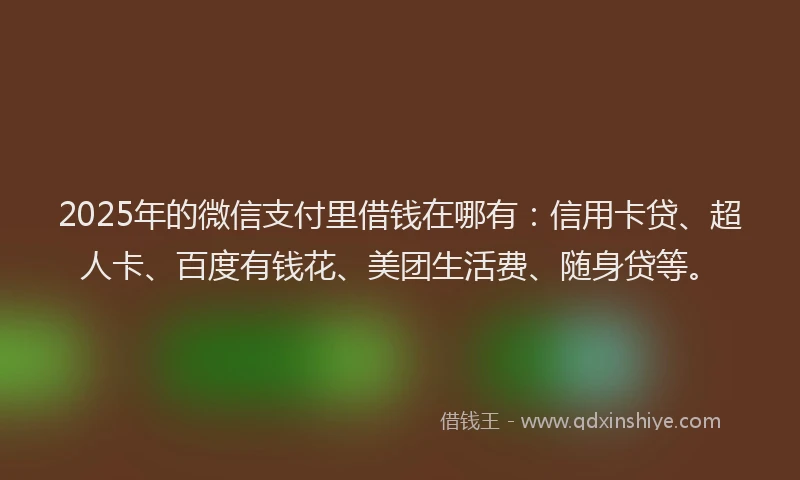2025年的微信支付里借钱在哪有：信用卡贷、超人卡、百度有钱花、美团生活费、随身贷等。