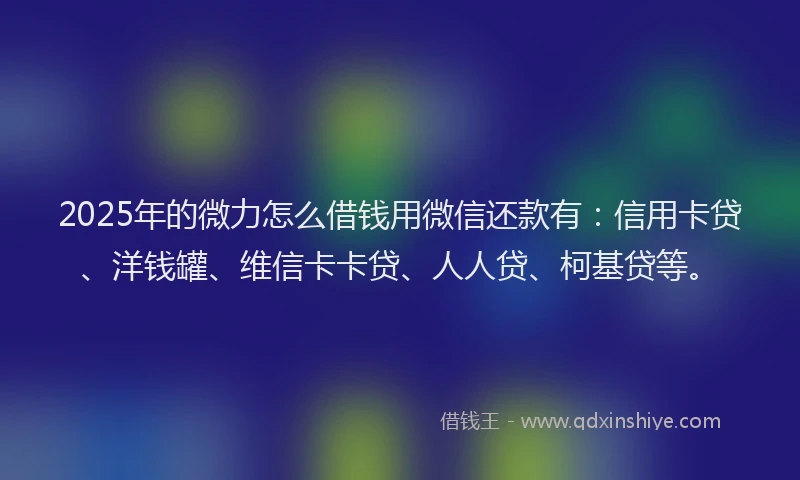 2025年的微力怎么借钱用微信还款有：信用卡贷、洋钱罐、维信卡卡贷、人人贷、柯基贷等。