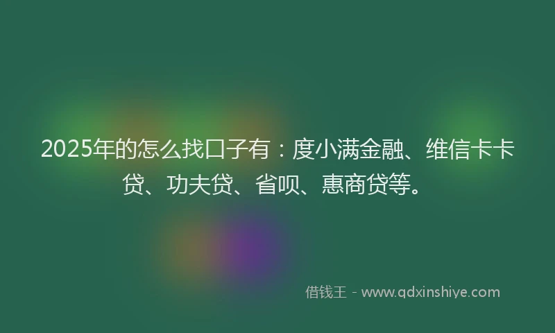 2025年的怎么找口子有：度小满金融、维信卡卡贷、功夫贷、省呗、惠商贷等。