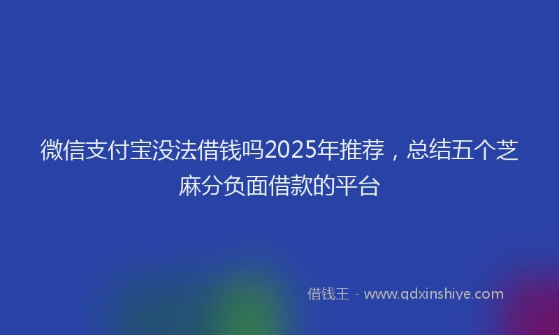 微信支付宝没法借钱吗2025年推荐，总结五个芝麻分负面借款的平台