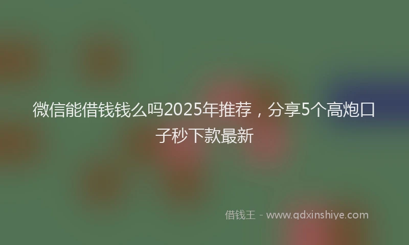 微信能借钱钱么吗2025年推荐，分享5个高炮口子秒下款最新