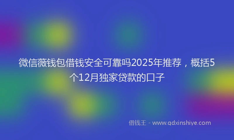 微信薇钱包借钱安全可靠吗2025年推荐，概括5个12月独家贷款的口子