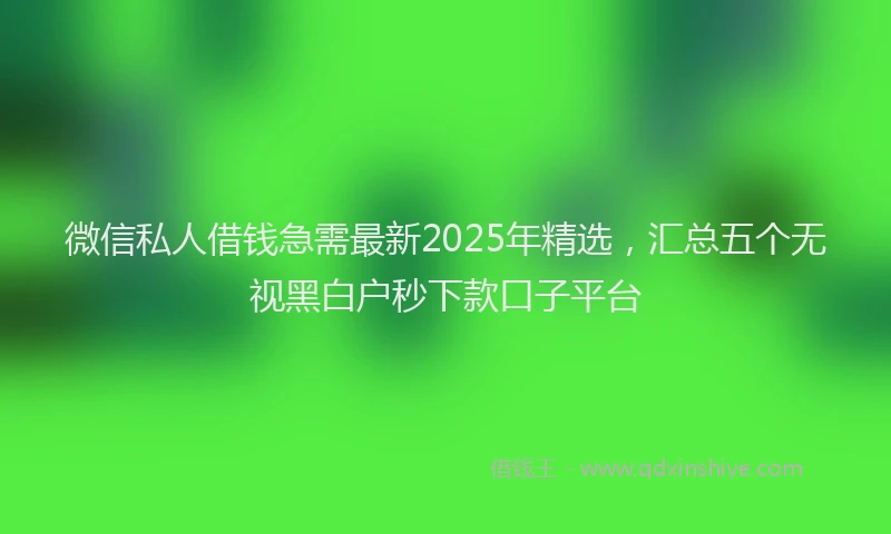 微信私人借钱急需最新2025年精选，汇总五个无视黑白户秒下款口子平台