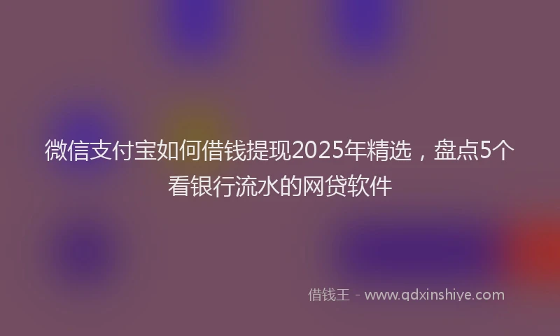 微信支付宝如何借钱提现2025年精选，盘点5个看银行流水的网贷软件