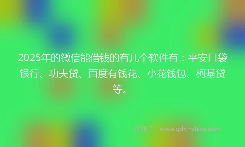 2025年的微信能借钱的有几个软件有：平安口袋银行、功夫贷、百度有钱花、小花钱包、柯基贷等。