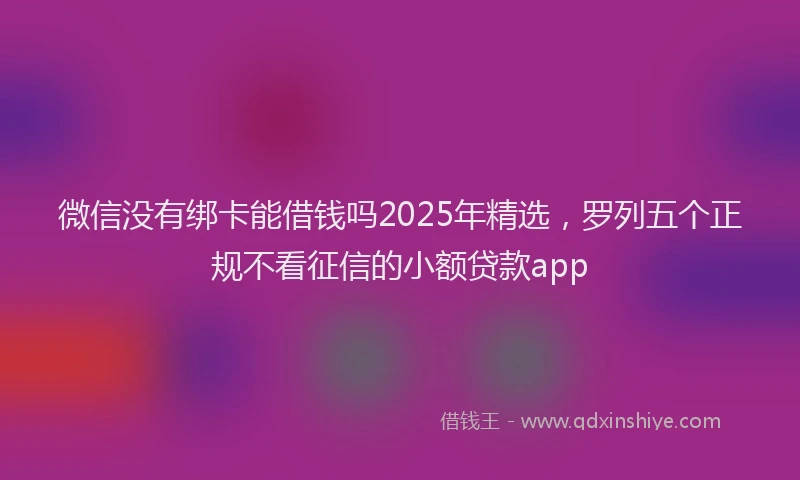 微信没有绑卡能借钱吗2025年精选，罗列五个正规不看征信的小额贷款app