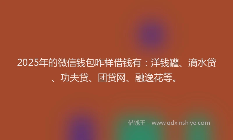 2025年的微信钱包咋样借钱有：洋钱罐、滴水贷、功夫贷、团贷网、融逸花等。