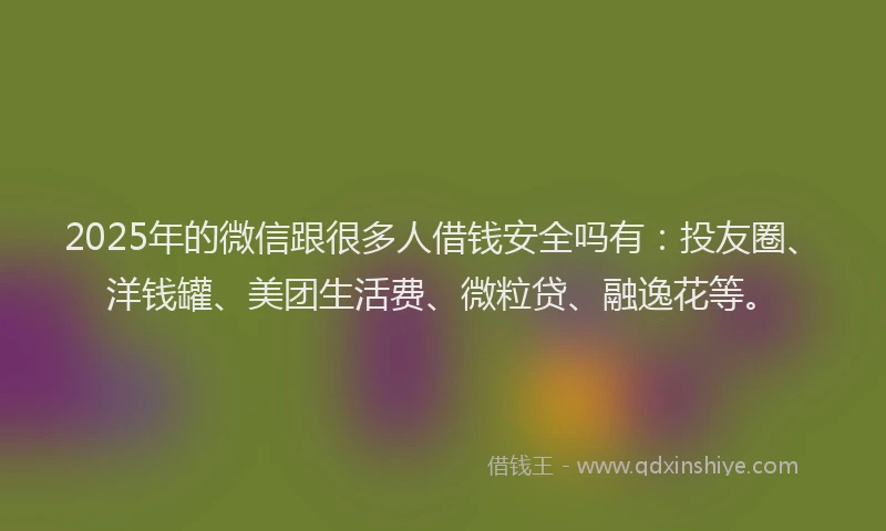 2025年的微信跟很多人借钱安全吗有：投友圈、洋钱罐、美团生活费、微粒贷、融逸花等。