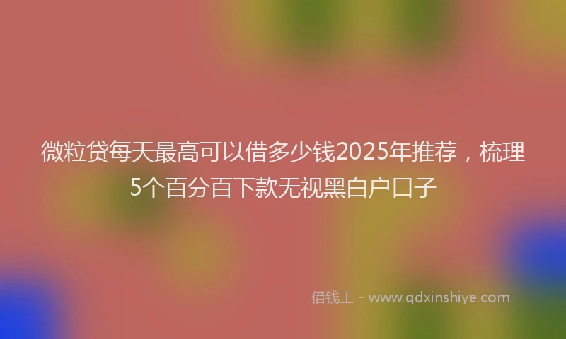 微粒贷每天最高可以借多少钱2025年推荐，梳理5个百分百下款无视黑白户口子