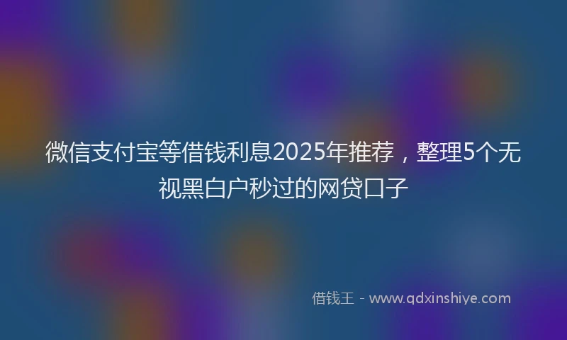 微信支付宝等借钱利息2025年推荐，整理5个无视黑白户秒过的网贷口子