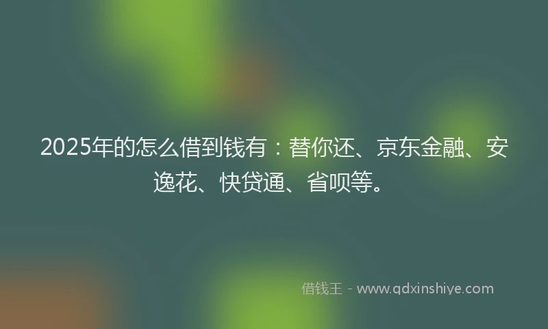 2025年的怎么借到钱有：替你还、京东金融、安逸花、快贷通、省呗等。