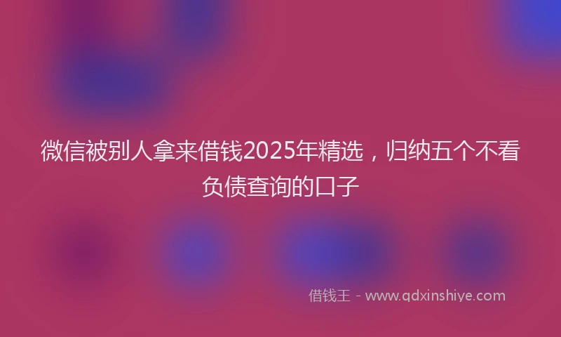 微信被别人拿来借钱2025年精选，归纳五个不看负债查询的口子