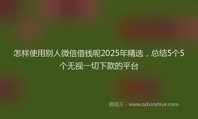 怎样使用别人微信借钱呢2025年精选，总结5个5个无视一切下款的平台
