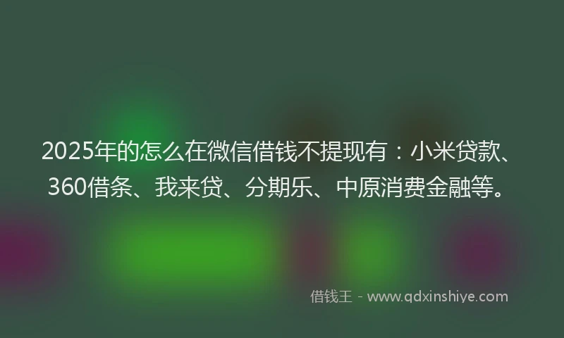2025年的怎么在微信借钱不提现有：小米贷款、360借条、我来贷、分期乐、中原消费金融等。