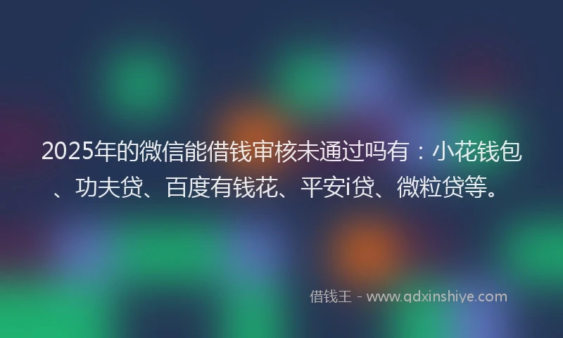 2025年的微信能借钱审核未通过吗有：小花钱包、功夫贷、百度有钱花、平安i贷、微粒贷等。
