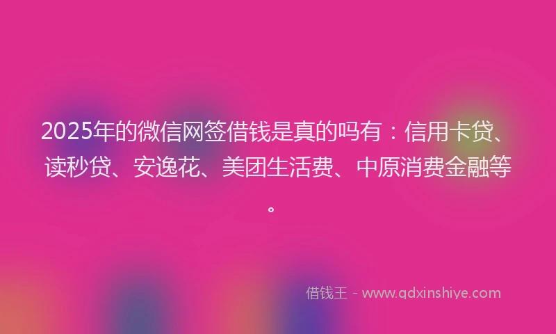2025年的微信网签借钱是真的吗有：信用卡贷、读秒贷、安逸花、美团生活费、中原消费金融等。