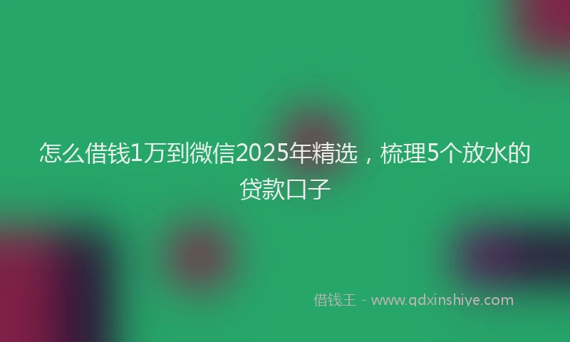怎么借钱1万到微信2025年精选，梳理5个放水的贷款口子