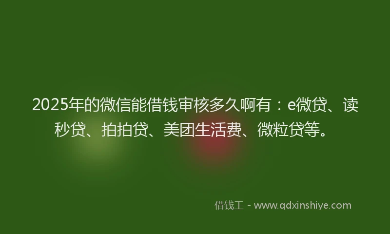 2025年的微信能借钱审核多久啊有：e微贷、读秒贷、拍拍贷、美团生活费、微粒贷等。