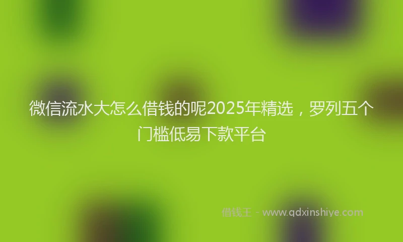 微信流水大怎么借钱的呢2025年精选，罗列五个门槛低易下款平台