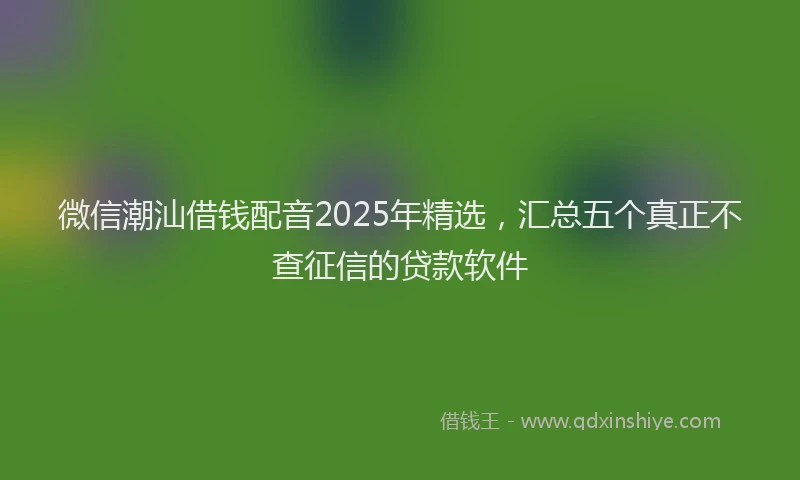 微信潮汕借钱配音2025年精选，汇总五个真正不查征信的贷款软件