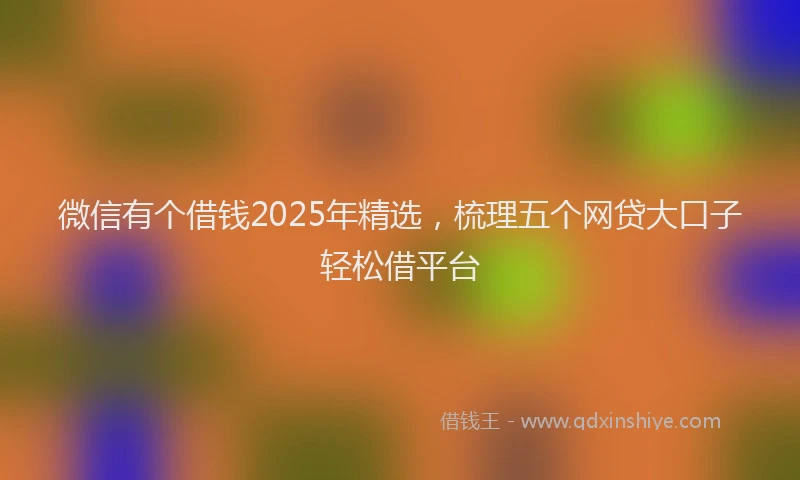 微信有个借钱2025年精选，梳理五个网贷大口子轻松借平台