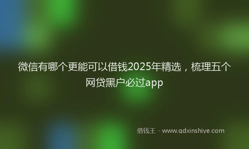 微信有哪个更能可以借钱2025年精选，梳理五个网贷黑户必过app
