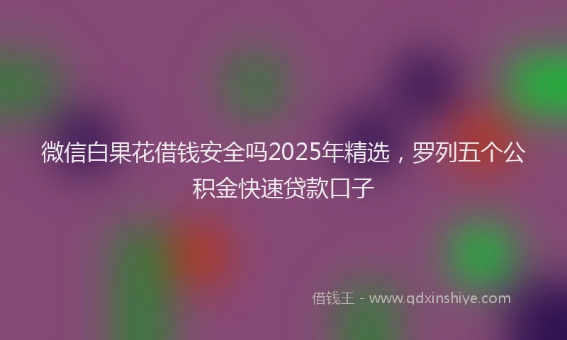 微信白果花借钱安全吗2025年精选，罗列五个公积金快速贷款口子