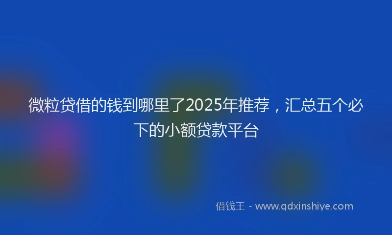 微粒贷借的钱到哪里了2025年推荐，汇总五个必下的小额贷款平台