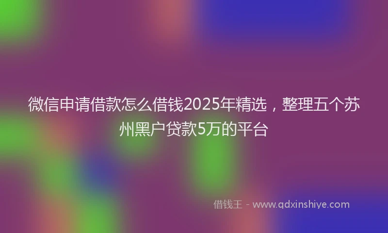 微信申请借款怎么借钱2025年精选，整理五个苏州黑户贷款5万的平台