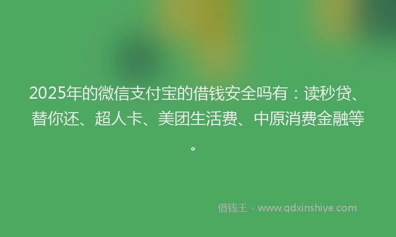 2025年的微信支付宝的借钱安全吗有：读秒贷、替你还、超人卡、美团生活费、中原消费金融等。