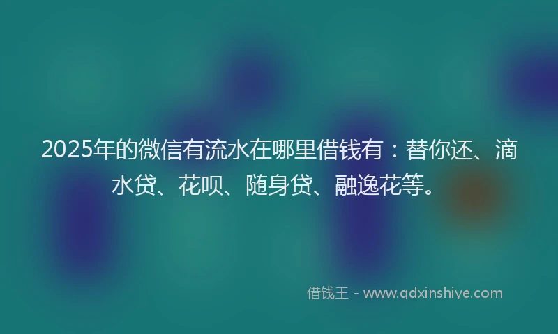 2025年的微信有流水在哪里借钱有：替你还、滴水贷、花呗、随身贷、融逸花等。