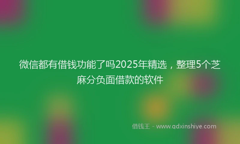 微信都有借钱功能了吗2025年精选，整理5个芝麻分负面借款的软件