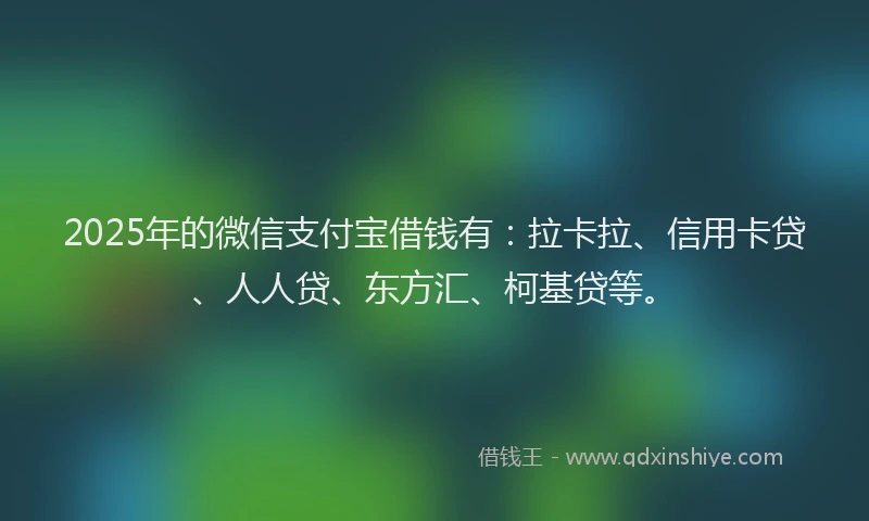 2025年的微信支付宝借钱有：拉卡拉、信用卡贷、人人贷、东方汇、柯基贷等。