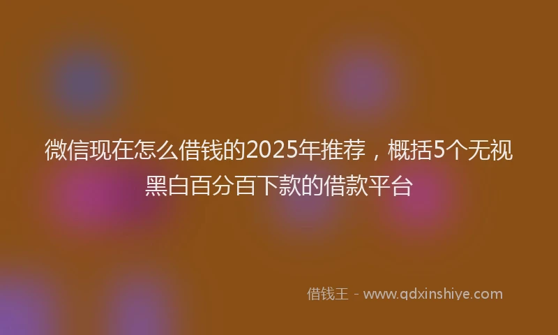微信现在怎么借钱的2025年推荐，概括5个无视黑白百分百下款的借款平台