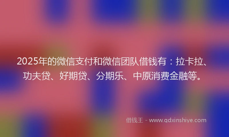 2025年的微信支付和微信团队借钱有：拉卡拉、功夫贷、好期贷、分期乐、中原消费金融等。