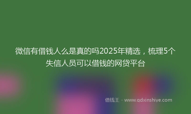 微信有借钱人么是真的吗2025年精选，梳理5个失信人员可以借钱的网贷平台