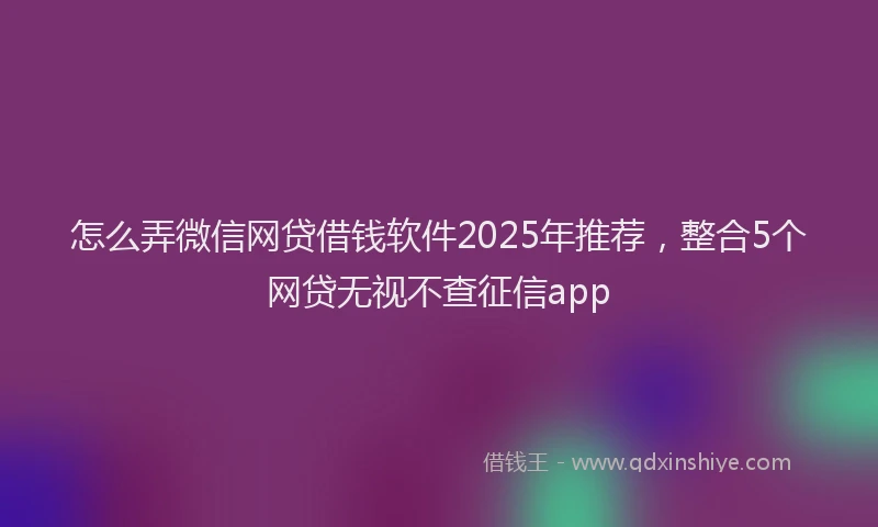 怎么弄微信网贷借钱软件2025年推荐，整合5个网贷无视不查征信app