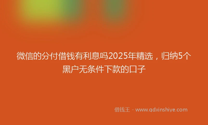 微信的分付借钱有利息吗2025年精选，归纳5个黑户无条件下款的口子