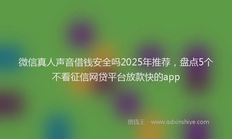 微信真人声音借钱安全吗2025年推荐，盘点5个不看征信网贷平台放款快的app