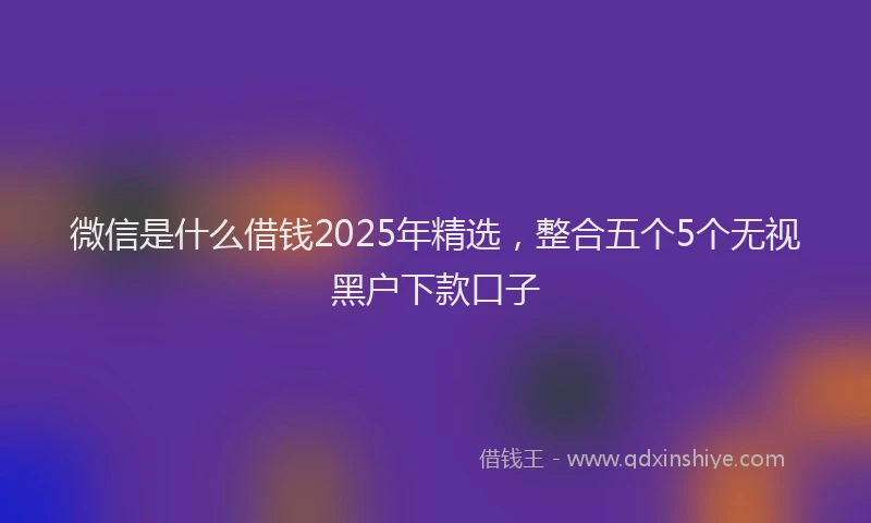 微信是什么借钱2025年精选，整合五个5个无视黑户下款口子