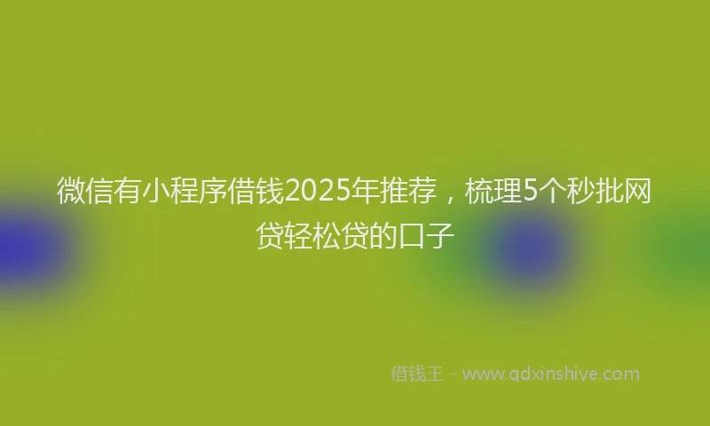 微信有小程序借钱2025年推荐，梳理5个秒批网贷轻松贷的口子