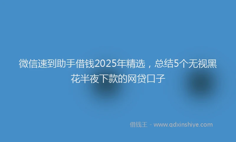 微信速到助手借钱2025年精选，总结5个无视黑花半夜下款的网贷口子